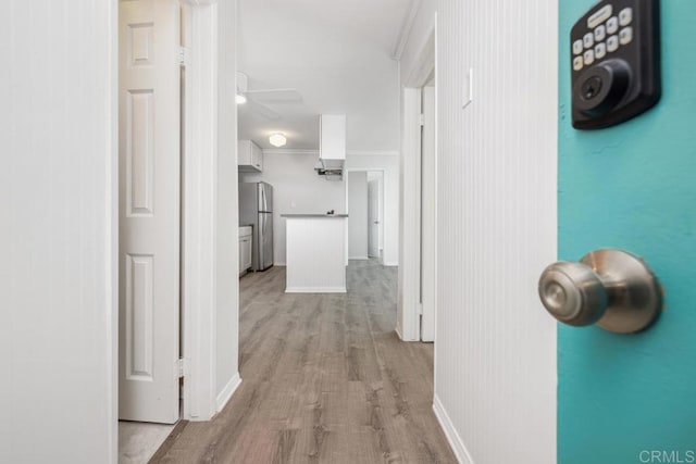 hall featuring light hardwood / wood-style flooring