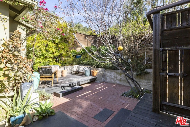 view of patio featuring a wooden deck