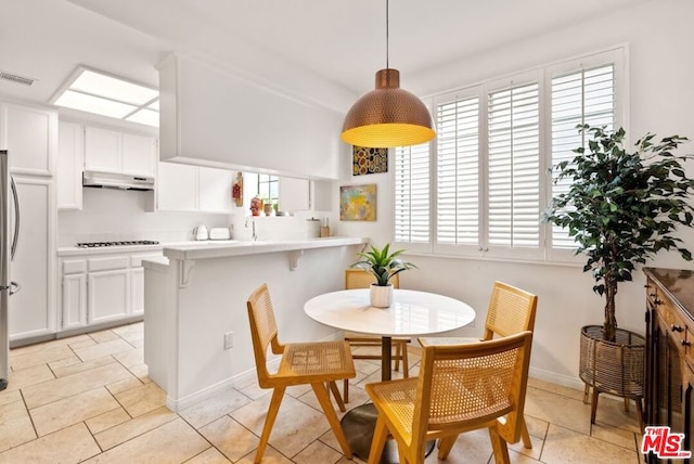 dining room featuring sink and a healthy amount of sunlight