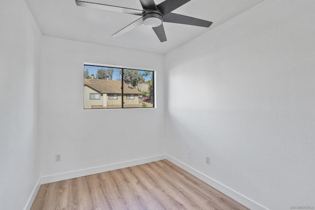 unfurnished room featuring ceiling fan and light hardwood / wood-style flooring