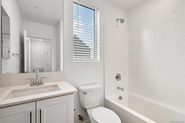 full bathroom featuring vanity, shower / bathtub combination, and toilet