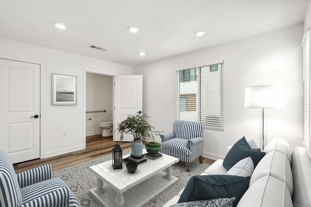 living room with hardwood / wood-style floors