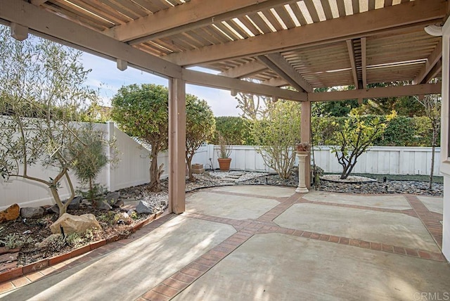 view of patio featuring a pergola