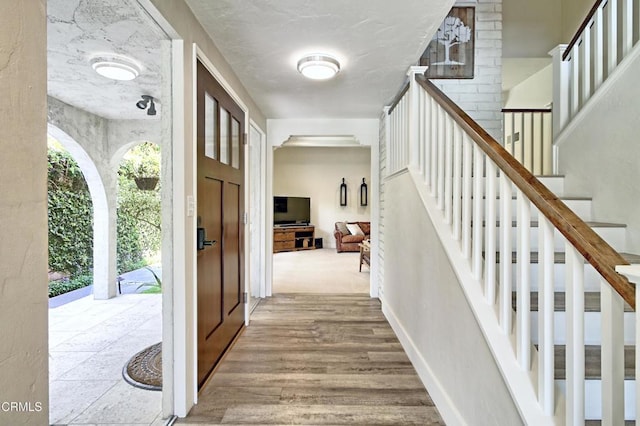 foyer with hardwood / wood-style flooring