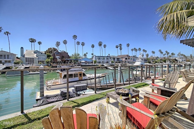 dock area featuring a water view