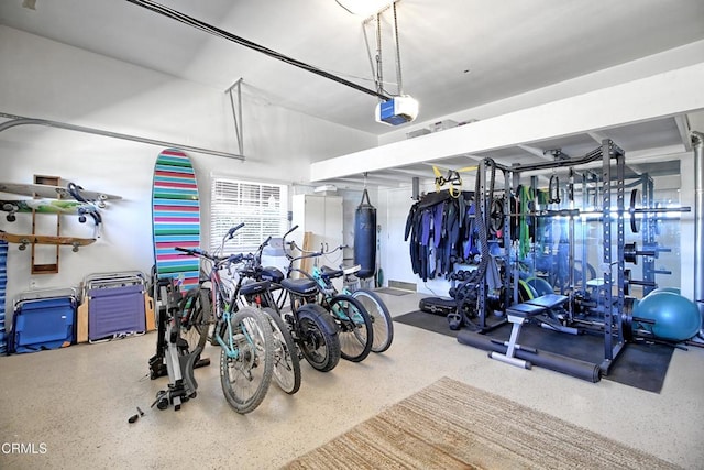 garage with a garage door opener