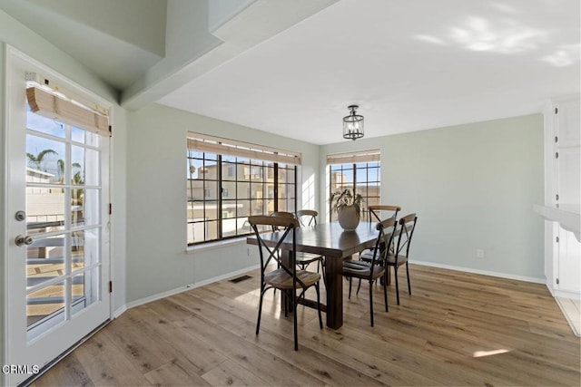 dining area featuring light hardwood / wood-style floors