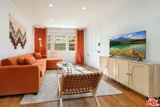 living room with light wood-type flooring