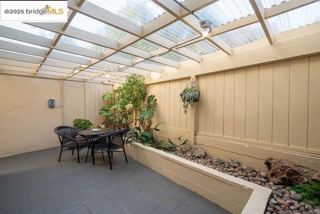 view of patio / terrace featuring a pergola