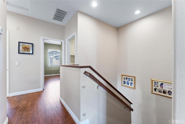 22 Arlington St, Ladera Ranch, CA 92694 - hall with an upstairs landing, wood finished floors, baseboards, and recessed lighting