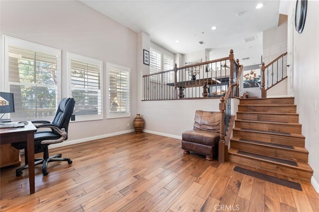 22 Arlington St, Ladera Ranch, CA 92694 - office area featuring hardwood / wood-style floors, healthy amount of natural light, baseboards, and recessed lighting