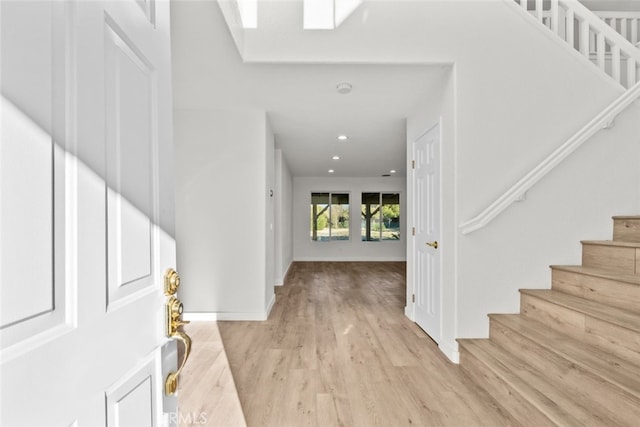 foyer featuring light wood-type flooring