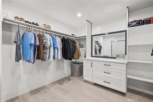 spacious closet featuring light wood-type flooring