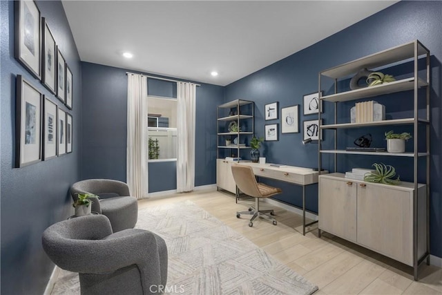 office featuring light wood-type flooring