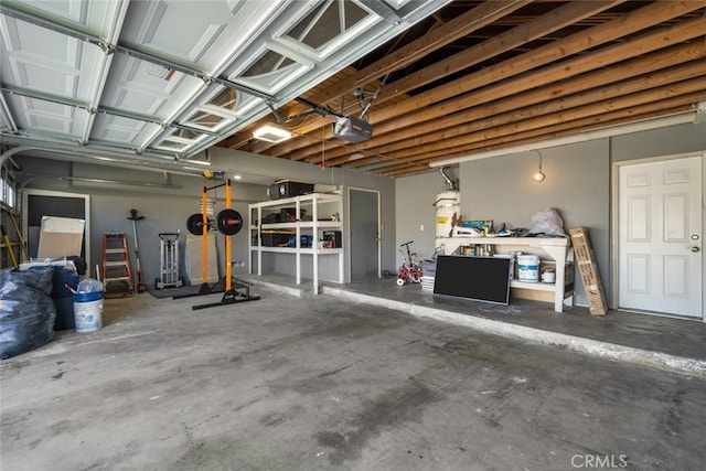 garage with a garage door opener