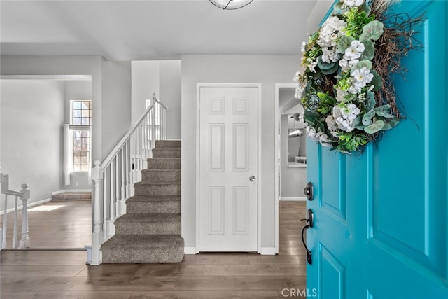 entrance foyer with dark wood-type flooring