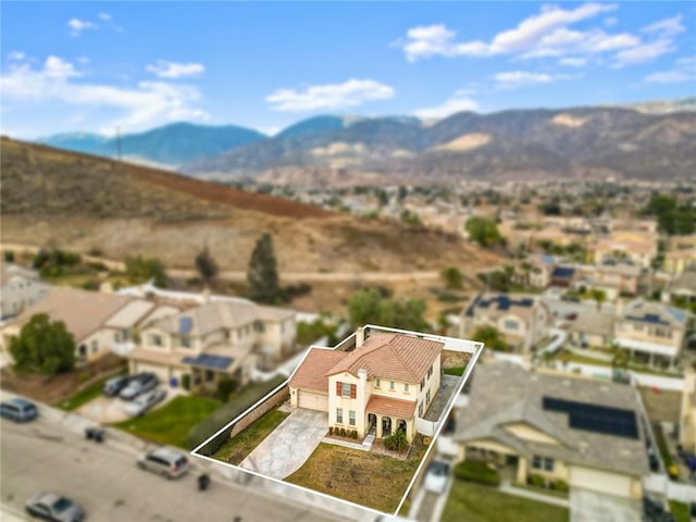 aerial view with a mountain view