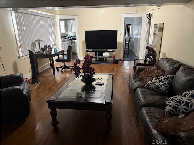 living room with hardwood / wood-style flooring