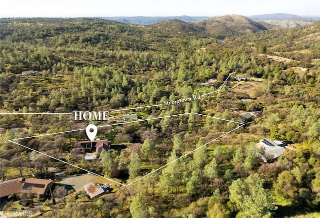 drone / aerial view with a mountain view