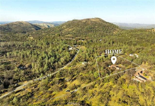 birds eye view of property with a mountain view