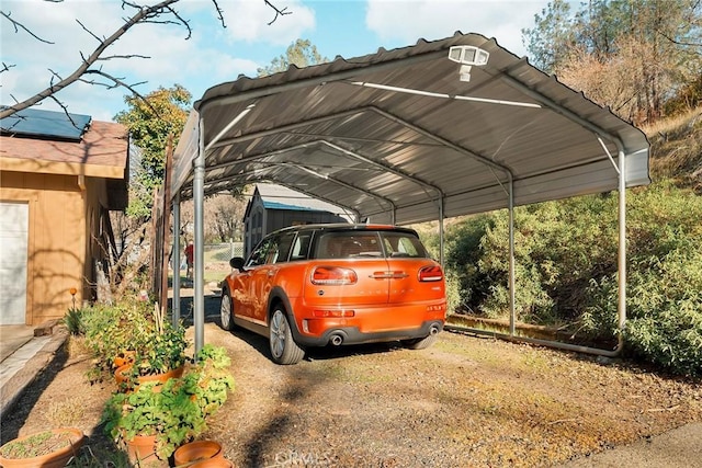 view of parking with a carport