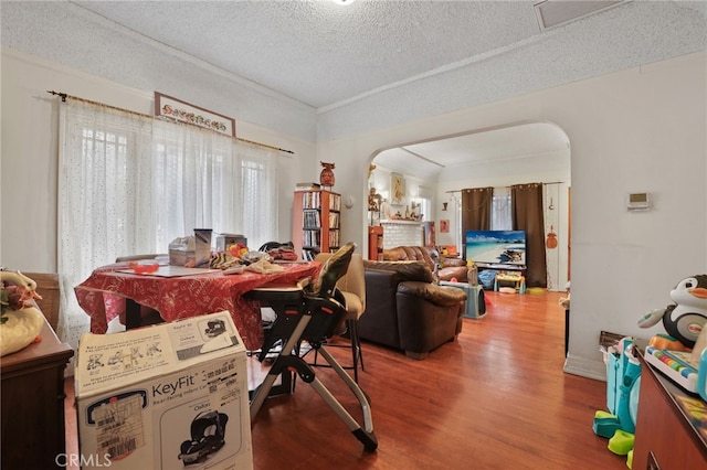 interior space featuring hardwood / wood-style floors and a textured ceiling