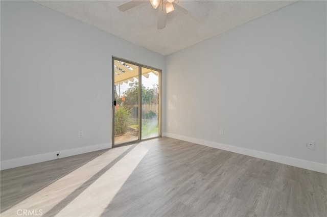 empty room featuring ceiling fan and light wood-type flooring