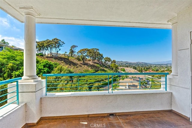 balcony with a mountain view