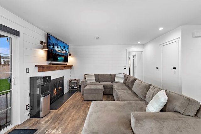 living room featuring hardwood / wood-style flooring