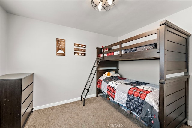 bedroom with light carpet