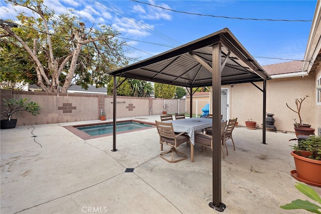 view of pool featuring a gazebo and a patio area