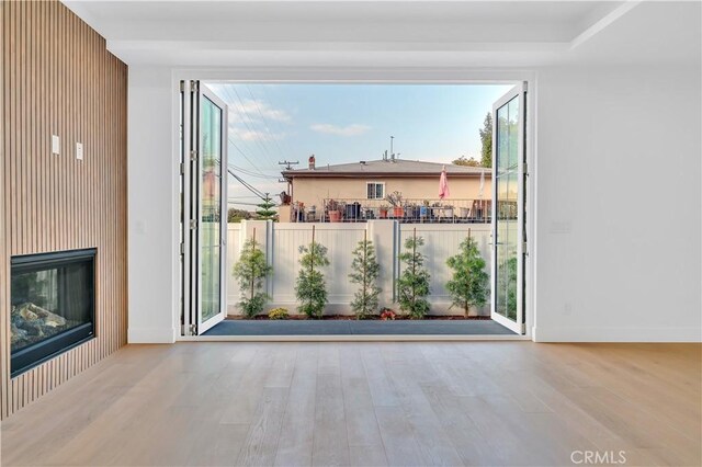 doorway to outside featuring light hardwood / wood-style floors