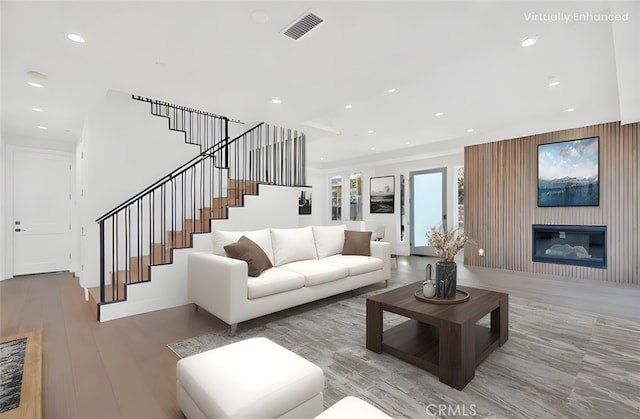 living room featuring wood-type flooring