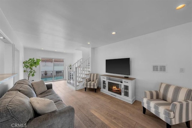 living room with light wood-type flooring