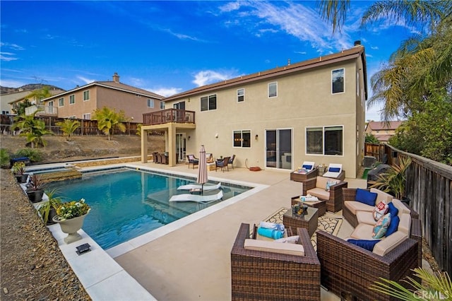 view of swimming pool with an outdoor hangout area and a patio