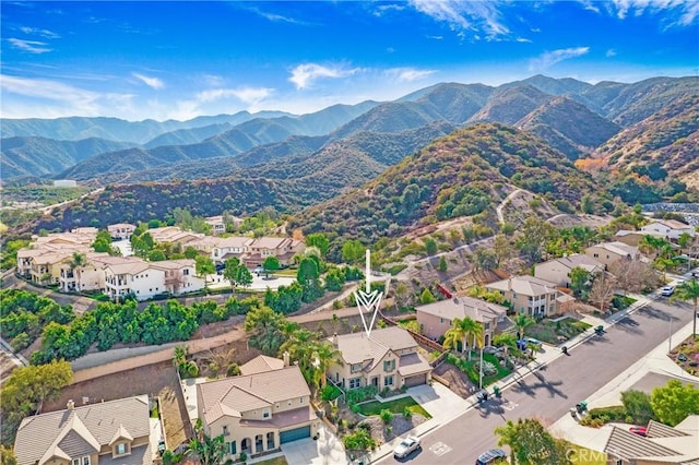 aerial view with a mountain view