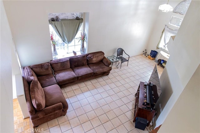 view of tiled living room