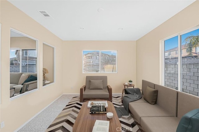 living room with carpet floors