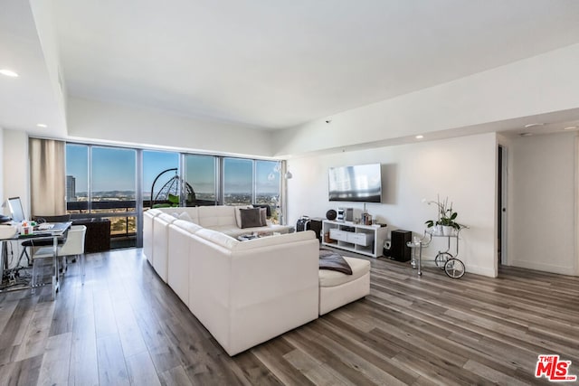 living room with hardwood / wood-style floors