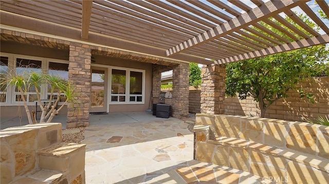 view of patio / terrace featuring a pergola