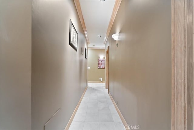 6011 Paseo La Vis, Woodland Hills, CA 91367 - hallway featuring crown molding, marble finish floor, and baseboards