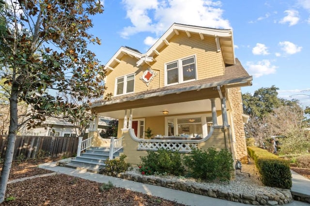 craftsman-style home with covered porch