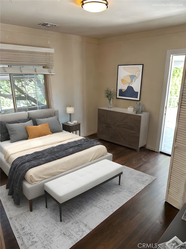 1886 Wagner St, Pasadena, CA 91107 - bedroom featuring access to outside, dark wood-style flooring, and baseboards