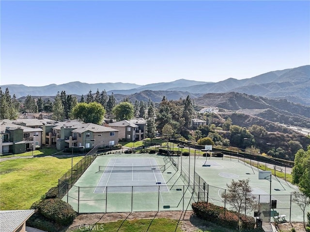 drone / aerial view with a mountain view