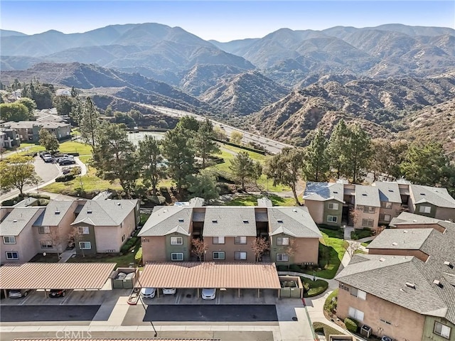 aerial view with a mountain view