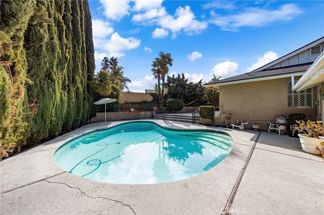 view of pool featuring a patio