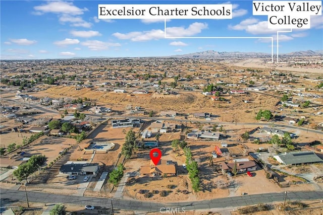 birds eye view of property with a mountain view