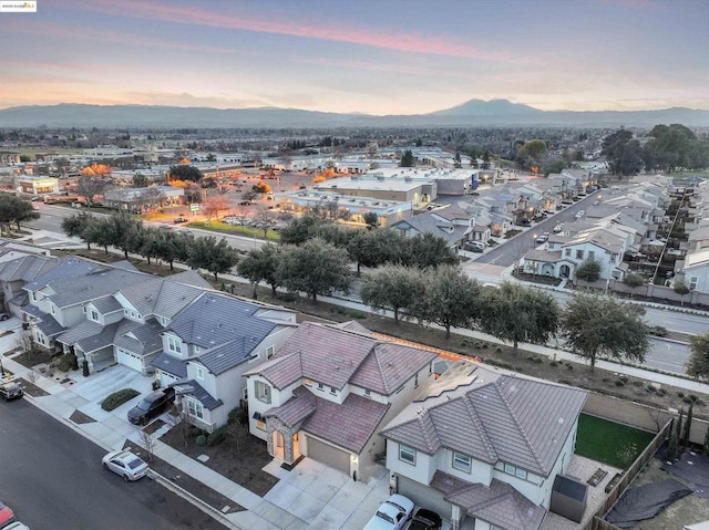 view of aerial view at dusk