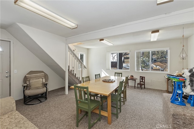 view of carpeted dining room