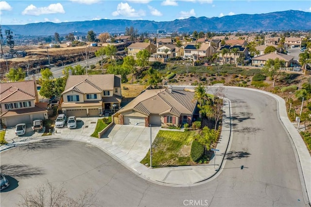 bird's eye view with a mountain view